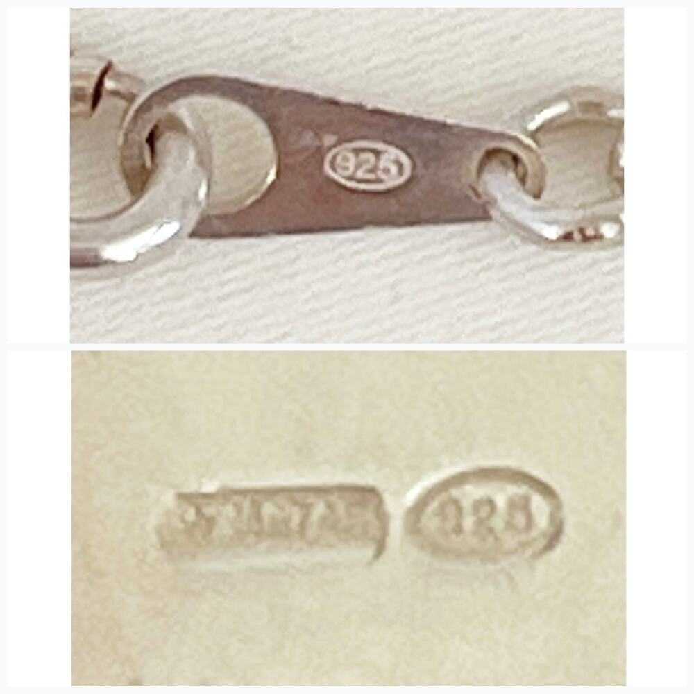 GUCCI Necklace Pendant Trademark Mark Plate Rectangle 925 Sterling Silver 17” - Picture 9 of 12